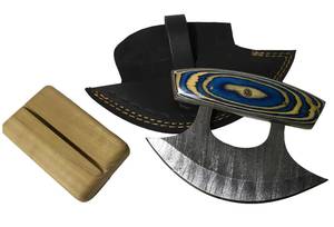 Couteau Ulu artisanal à lame en carbone avec manche en corne de cerf – Couteau de chef premium à lame oscillante pour l'extérieur - Product Image 1
