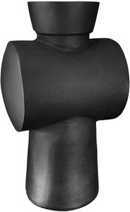 Jarrón de Mesa Negro Extraordinario, Diseño Geométrico Industrial, Portaflores Decorativo Hecho a Mano - Product Image 3