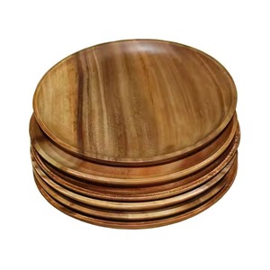 Assiettes de service écologiques en bois d'acacia, assiettes rondes en bois pour restaurant, cuisine à domicile, restauration, utilisation alimentaire, durables - Product Image 6