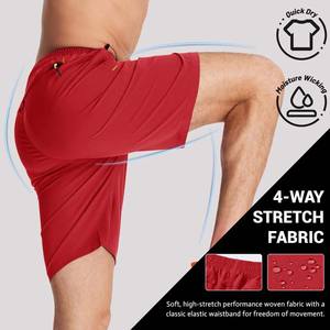 Ropa Deportiva para Hombre, Pantalones Cortos Deportivos de Poliéster y Algodón de Secado Rápido con Bolsillo, Ropa Deportiva Transpirable, Pantalones Cortos Rojos para Gimnasio - Product Image 4