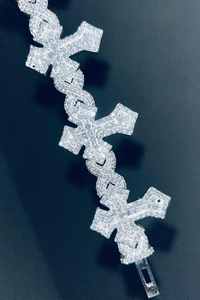 Pulsera Iced Out con Cruz de Plata 925, con Moissanita y Diamantes, Eslabones Infinitos, Estilo Fe, Joyería Premium de Declaración - Product Image 6