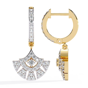 Boucles d'oreilles Ajretail 0,48 ct en diamant naturel œil céleste pour femme, or jaune 14 carats, taille brillant rond, couleur HI, clarté VS-SI - Product Image 4