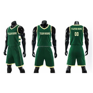 Nouveaux ensembles d'uniformes de basket-ball verts pour hommes, 100% polyester, respirants, protection UV, tenues d'entraînement - Product Image 1