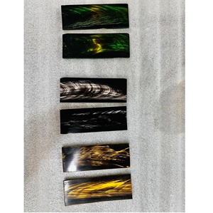 Plaque rectangulaire en corne de buffle faite à la main avec des rayures blanches pour lunettes et manches de couteau - Product Image 5