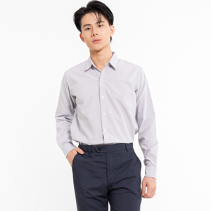 เสื้อเชิ้ตผู้ชายแบบลำลอง ทอผ้าพิมพ์ลายตามสั่ง ย้อมสีพื้น กันยับ ตรวจจับรอยขาดด้วยเข็ม โพลีเอสเตอร์/คอตตอน ODM แขนยาว หลายตำแหน่งสวมใส่ - Product Image 2