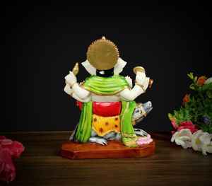 Nirmala Handicrafts NH3630 Handmade Resin Ganesh (Gajanan) <b>Statue</b> with Mushakraj Base for Home & Temple Decor Made in Rajasthan - Product Image 3