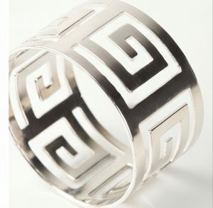 <b>Silver</b> Roman Greek Key Metal <b>Napkin</b> Rings Metal Perfect For Round Table Decoration And Home Use - Product Image 2