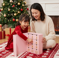Boîte de calendrier de l'Avent personnalisée en gros, 12 jours, tiroirs vides, boîte mystère, emballage cadeau compte à rebours de Noël avec logo en feuille d'or