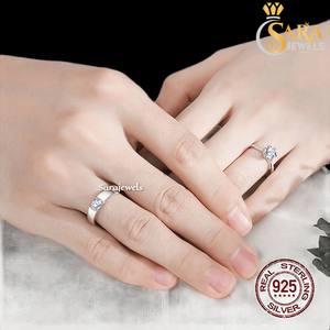 Anillo de compromiso de diamantes redondos de acero inoxidable chapado en rodio para mujer, estilo clásico, el más vendido, para bodas y fiestas, en venta. - Product Image 3