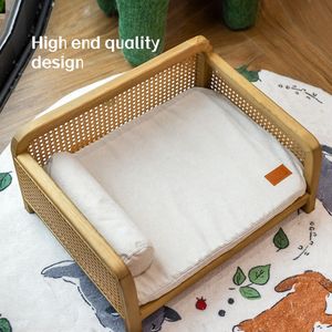 Hot Sale Rectangle Solid Wood Rattan Pet <b>Sofa</b> Bed Eco-Friendly & Waterproof Stain-Resistant Space-Saving for <b>Small</b> Animals - Product Image 6