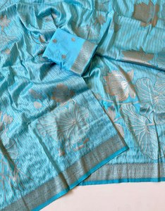 Sari élégant en Georgette avec broderies Jari richement ornées et blouse assortie – Idéal pour mariages et occasions festives - Product Image 3