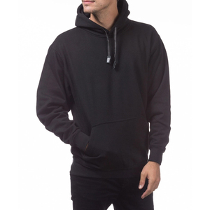Men's Solid <b>Black</b> Hooded <b>Fleece</b> Sweatshirt Regular Fit Casual Pullover with Front Pocket Autumn Wear - Product Image 2