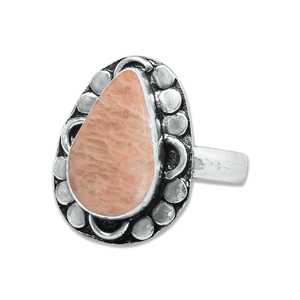 Anillos de Amazonita Melocotón Más Vendidos, con Engaste de Bisel, Plata de Ley 925, Minimalistas, Precio al por Mayor para Bodas - Product Image 1