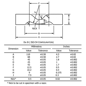 Darsen ASTM D624 Troquel de corte B C Forma de T para prueba de desgarro Fabricación de muestras Cortador de muestras de goma - Product Image 2