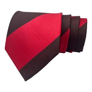 Cravate à rayures larges rouges et brunes avec pochette de costume pour homme |   Ensemble formel pour mariage et affaires |   Accessoire de mode élégant - Product Image 2