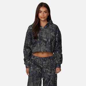 Sudadera con Capucha para Mujer, Manga Larga, Estampada, Tejida, Informal, para Otoño, 100% Algodón, Transpirable, Diseño Holgado - Product Image 1