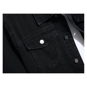 Chaqueta de Mezclilla Negra para Hombre, Estilo Casual, Cuello Camisero, Cierre de Botón, Algodón Lavado, Corte Regular, Estilo Otoñal - Product Image 5