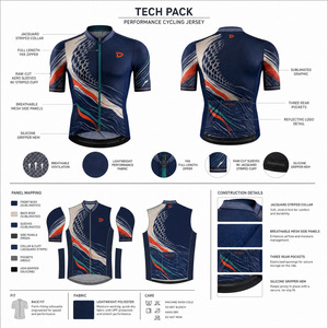 Maillot de cyclisme personnalisé à sublimation, manches courtes, coupe de course, avec empiècements latéraux en mesh et poches de rangement arrière - Product Image 5