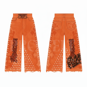 Pantalones de chándal unisex de corte holgado, de peso pesado, con dobladillo desgastado, a la moda y con estilo, personalizados, al por mayor - Product Image 3