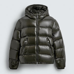 Veste d'hiver longue et fine pour homme, personnalisée, à capuche, matelassée, chaude, 100% laine, avec motif uni, couleurs personnalisées, style décontracté - Product Image 2