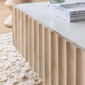 Table basse rectangulaire Vandana Aston Falcon en bois de manguier et marbre blanc - Product Image 4