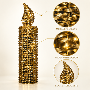 Bougie à LED dorée à piles avec lumière <span class=keywords><strong>blanc</strong></span> chaud et silhouette de flamme pour la décoration de table de Noël - Product Image 4