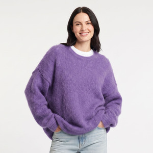 Pull en mohair tricoté pour femme, tricot doux de qualité supérieure, coupe ample, manches longues, pull d'hiver décontracté et chaud, fournisseur OEM ODM personnalisé - Product Image 6