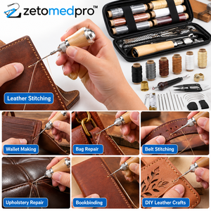 Kit Profesional de Herramientas para Coser Cuero con Aguja de Puntalón, Bobinas de Hilo y Accesorios para Reparación de Cuero y Bricolaje ZetomedPr - Product Image 2