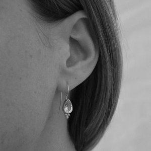 <b>Handmade</b> Silver Aquamarine Teardrop <b>Earrings</b> Natural Blue Gemstone Minimalist Boho Jewelry Gift - Product Image 2