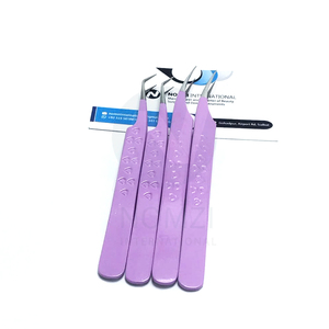 Prix de gros NOMZI INTERNATIONAL Pince à épiler professionnelle de haute qualité en acier inoxydable courbée couleur Purple Heart - Product Image 1