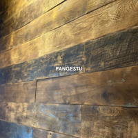 Plancher en bois de teck recyclé style Barnwood, design minimaliste écologique pour une utilisation en intérieur/extérieur dans les cafés et les intérieurs