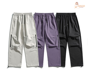 Pantalon Cargo Tendance Automne Coupe Ample pour Hommes et Femmes, Taille Haute Décontracté, Style Parachutiste, 100% Coton Toile Uni - Product Image 2