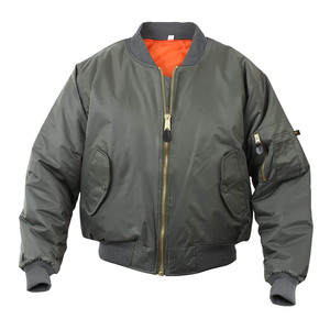 Blouson bomber pour homme, couleur unie, nylon coupe-vent, fermeture éclair, coupe classique, vêtements décontractés d'automne - Product Image 1