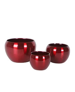 Ensemble de jardinière 3 pièces rouge de luxe fait à la main pour balcon jardin intérieur - Product Image 1