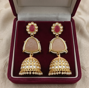 DIVYORO PEACH STONE JHUMKA - Product Image 1