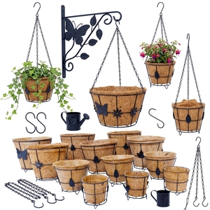 Paniers suspendus en fibre de coco, 100% naturels, ronds, en fibre de coco pour plantes - Product Image 1