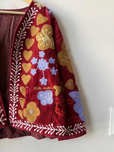 Blouson Bomber Unisexe en Coton Tissé Matelassé Brodé à Col Montant, Manteau d'Hiver Coupe-Vent Respirant Écologique Réversible - Product Image 3