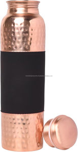 Bouteille d'eau ayurvédique personnalisée 33.81 flOz verres en cuivre pur avec paille divers modèles de couleurs cadre en verre et métal pour boire - Product Image 4