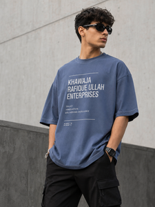 Khawaja Rafique Ullah Enterprises Men's Oversized <b>Long</b> Knitted <b>Black</b> <b>T</b>-<b>Shirt</b> Contrast Trim Street Style Short <b>Sleeve</b> O-Neck 100% - Product Image 2