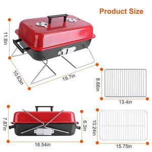 Griglia a Carbone Portatile da Tavolo per Esterni con Coperchio Pieghevole, Piccolo Barbecue Affumicatore per Giardino, Campeggio e Picnic - Product Image 6
