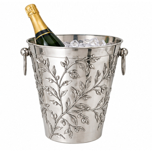 Wholesale Stainless Steel <b>Ice</b> Bucket with Gold Floral Branch Handles Metal Wine Bottle Chiller Champagne <b>Cooler</b> for Hotels & Bar - Product Image 3