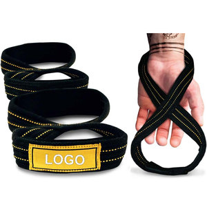 Sangles de musculation en coton noir personnalisées, forme huit, dernier design pour le fitness et l'haltérophilie - Product Image 4