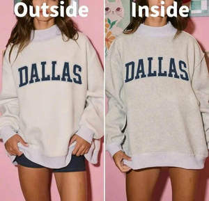 เสื้อไหมพรมคอเต่าทรงโอเวอร์ไซส์สำหรับผู้หญิง ปักลายตัวอักษรฮิวสตันด้านหน้า แขนยาว ผ้าฝ้าย ถักทอ สไตล์ฤดูใบไม้ร่วง - Product Image 3