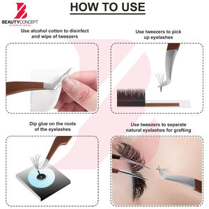 Lot de 5 pinces à cils personnalisées avec logo, manche marron mat, pinces de précision droites et courbées pour extensions de cils - Product Image 6