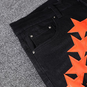 Jeans Negros con Estampado de Estrellas para Hombre, Corte Recto, Cintura Media, 100% Algodón, Estilo Urbano, Ropa de Otoño - Product Image 5