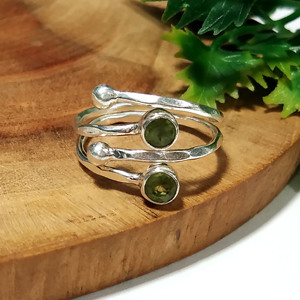 Bague ajustable en péridot vert naturel pour femme, en argent sterling 925, avec pierre précieuse, faite à la main, bijoux fins, certifiée pour mariage - Product Image 6