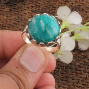 Bague en argent sterling 925 avec amazonite naturelle sertie clos, pierre précieuse bleu-vert, bijoux artisanaux pour femmes, vente en gros, haute qualité - Product Image 5