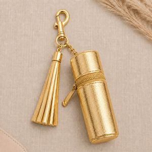 Designer Lipstick Pouch Keychain with Hanging Tassel, Mini Lip Balm Carrier for <b>Handbag</b> Decor - Product Image 3