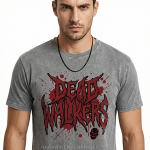 Camiseta Roja Vintage con Lavado Ácido Personalizada para Hombre, Camiseta Gráfica de Algodón Pesado con Estampado de Zombi, Estilo Retro Desgastado, Proveedor de Ropa Urbana - Product Image 4