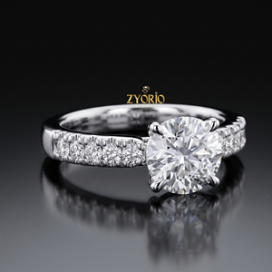 Bague de fiançailles de luxe certifiée en or 14 carats avec diamant de laboratoire Mantra Diamond 4 carats E VVS2 taille brillant pour femme - Product Image 1